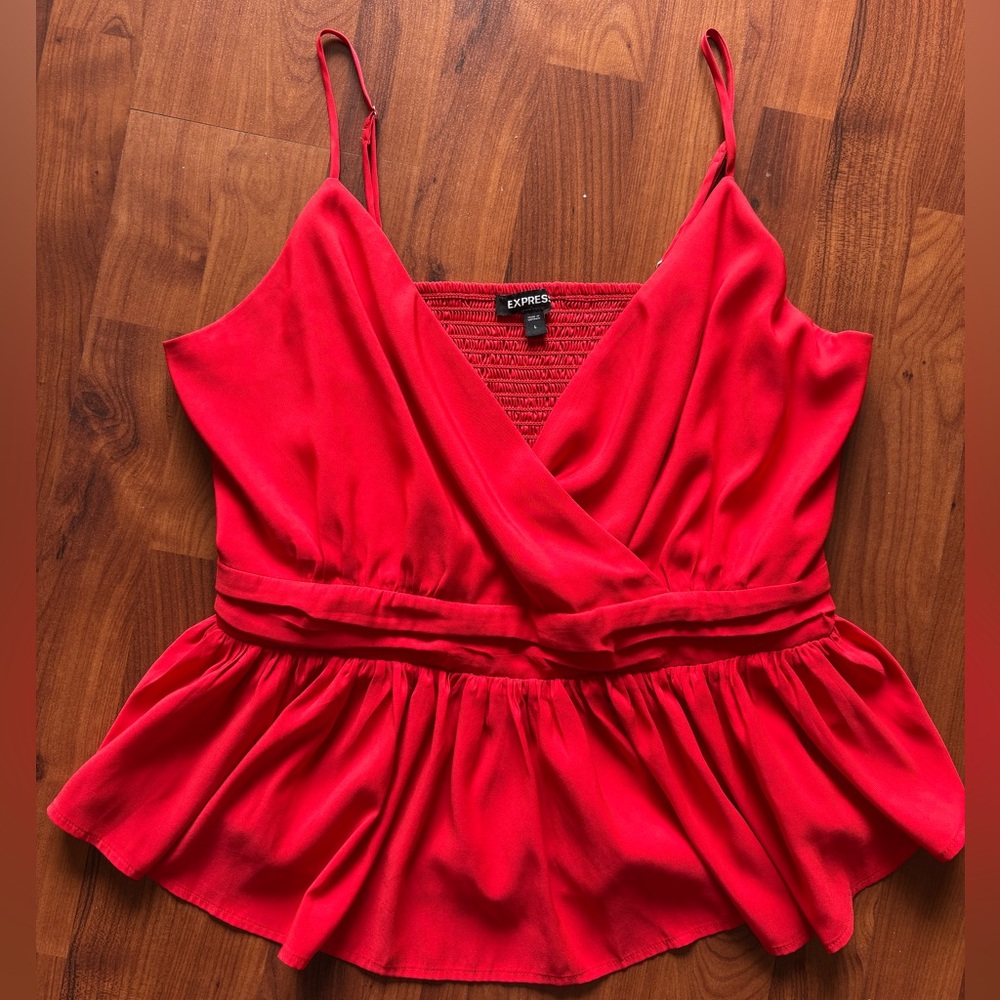 Bold red peplum top